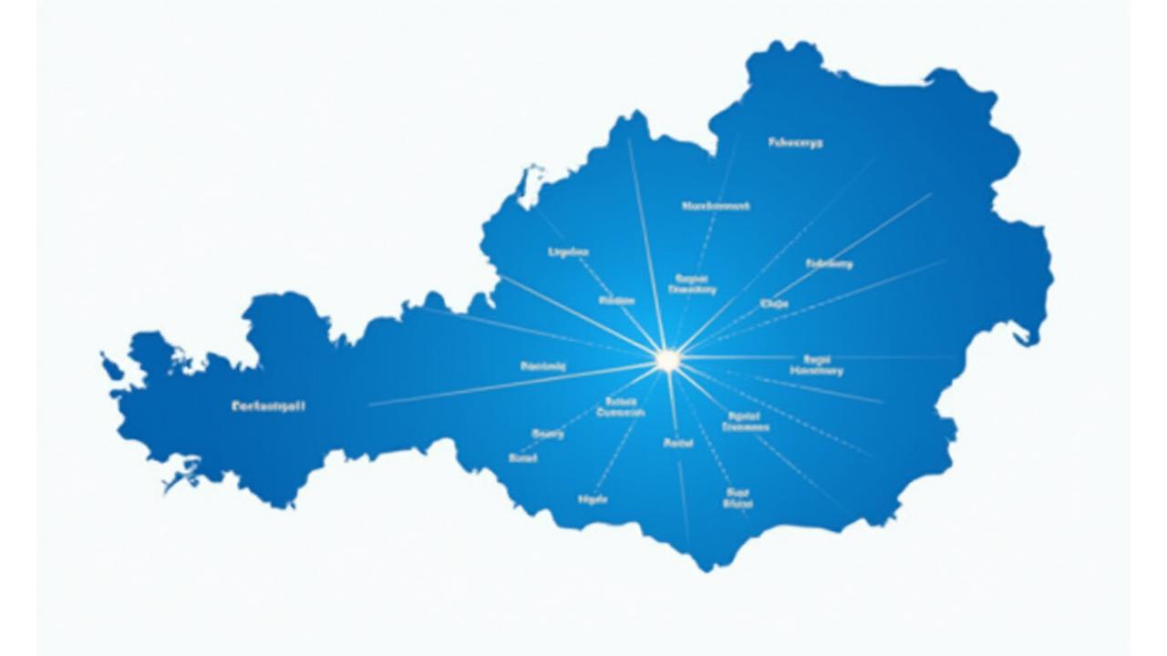 Detailed map of Austria highlighting the extensive service coverage areas of ASFF Road Assist & Vignette Services GmbH, with towns and major highways clearly marked.