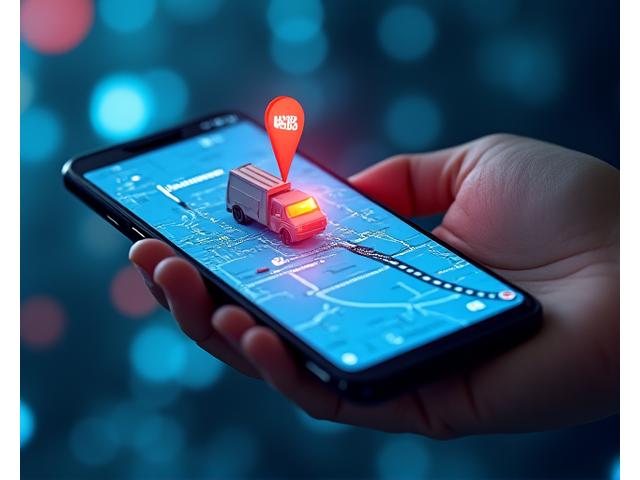 A modern smartphone displaying a user-friendly app for ASFF Road Assist, showing real-time tracking of a service vehicle on a map, with digital icons for different services.