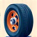 Icon illustrating a tire being installed with a wrench, symbolizing on-site spare tire installation.