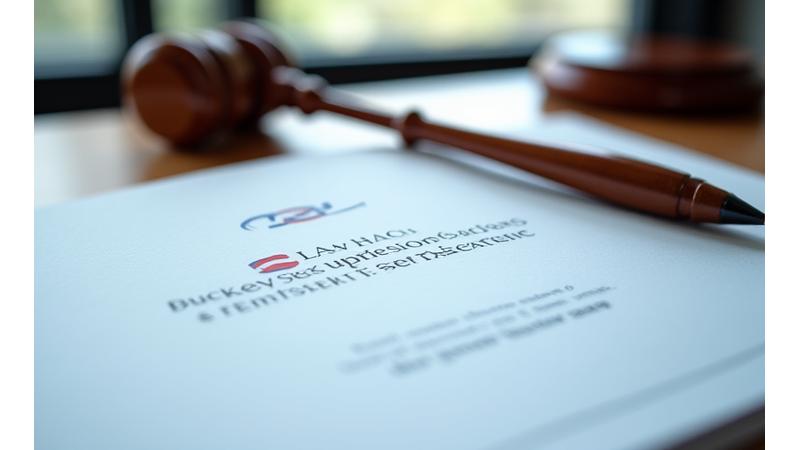 Legal document with a gavel and a stylized Austrian flag indicating legal compliance and adherence to regulations